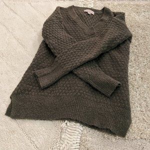 Ann Taylor Olive Green Knit Sweater Quilted XS
